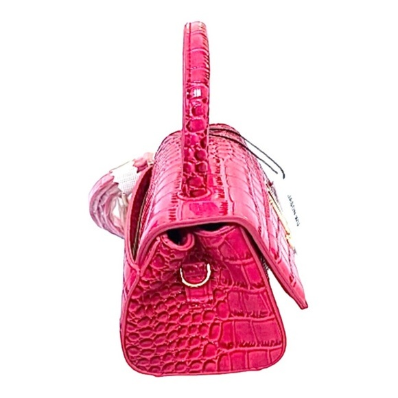 Jason Wu glossy patent pink faux croc embossed mini top handle crossbody bag new - Picture 5 of 8